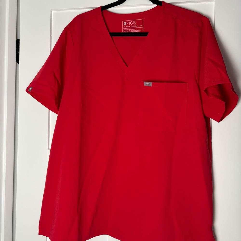 Figs Winning Red Catarina One Pocket Scrub Top